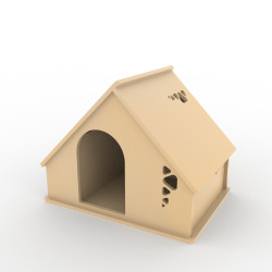 Casa perro con comedero lateral
