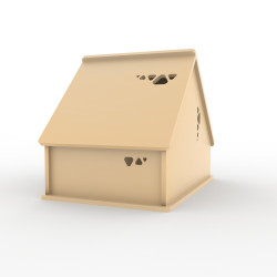 Casa perro con comedero lateral