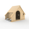 Casa perro con comedero lateral