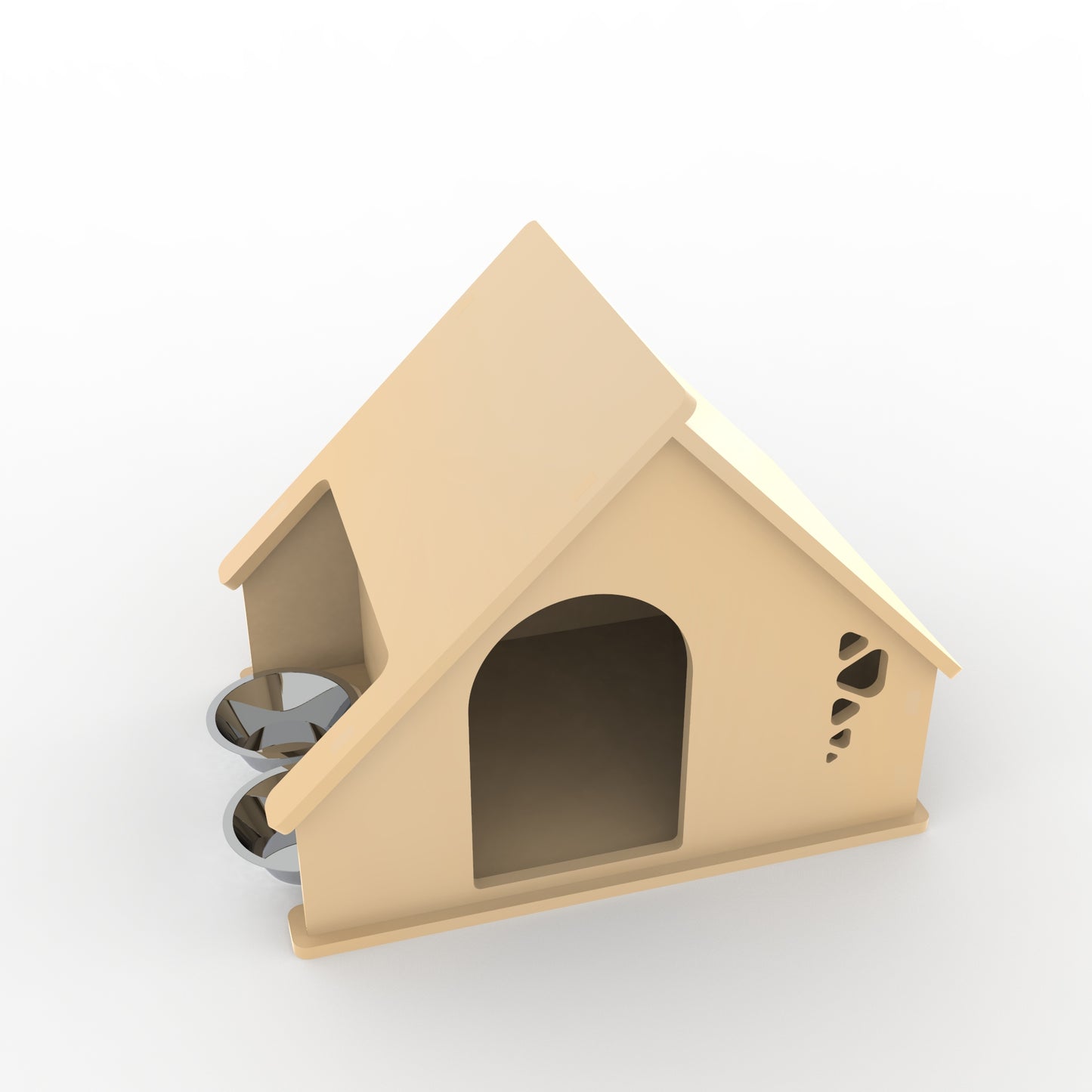 Casa perro con comedero lateral