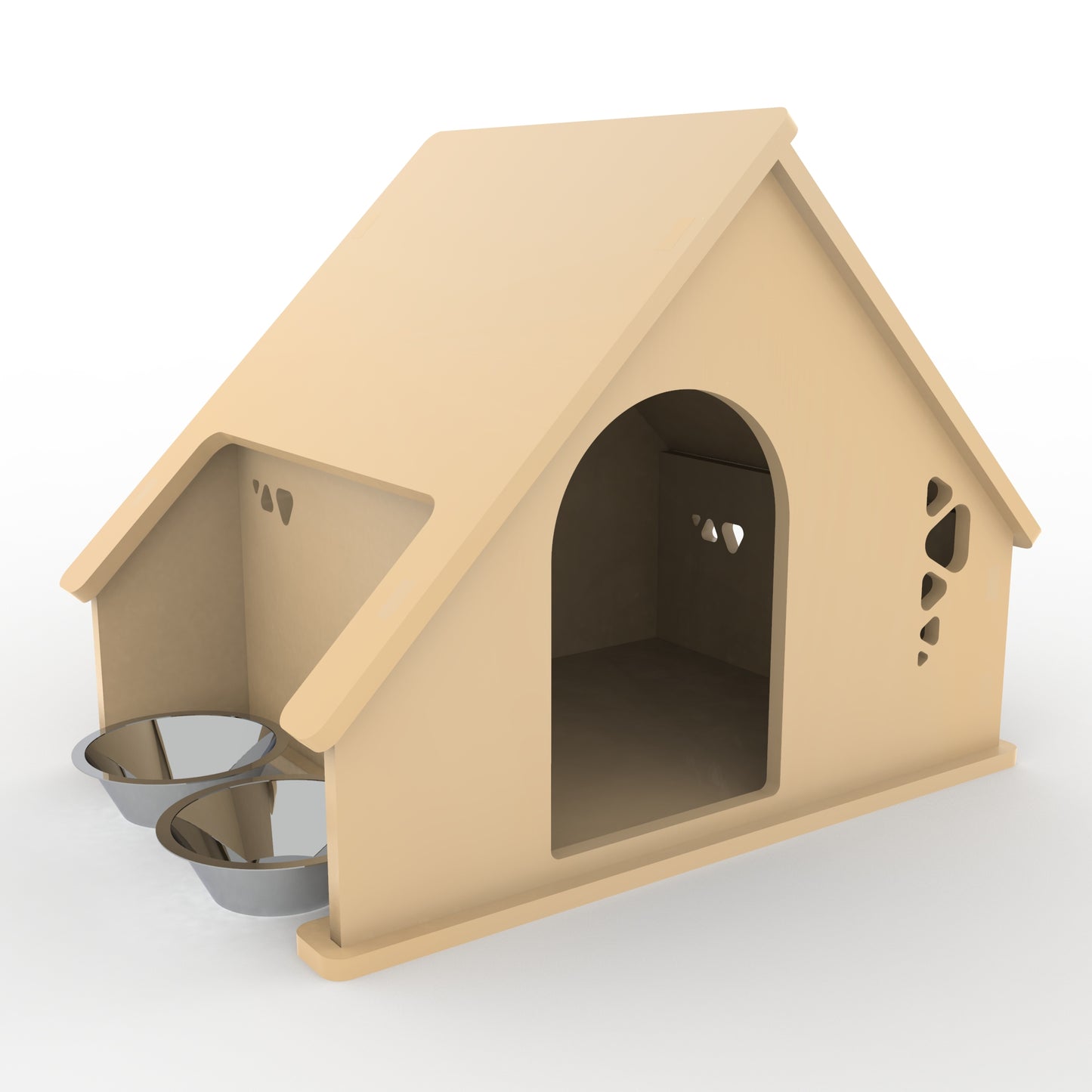 Casa perro con comedero lateral