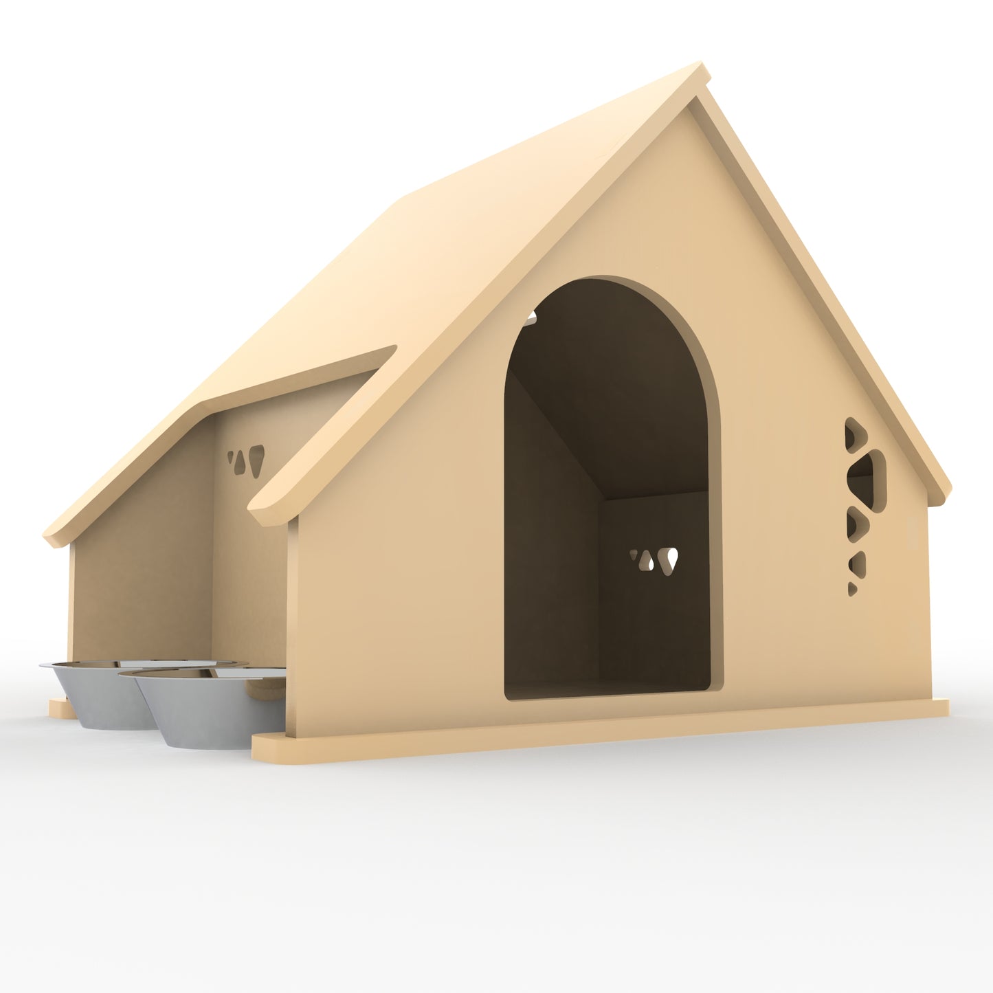 Casa perro con comedero lateral