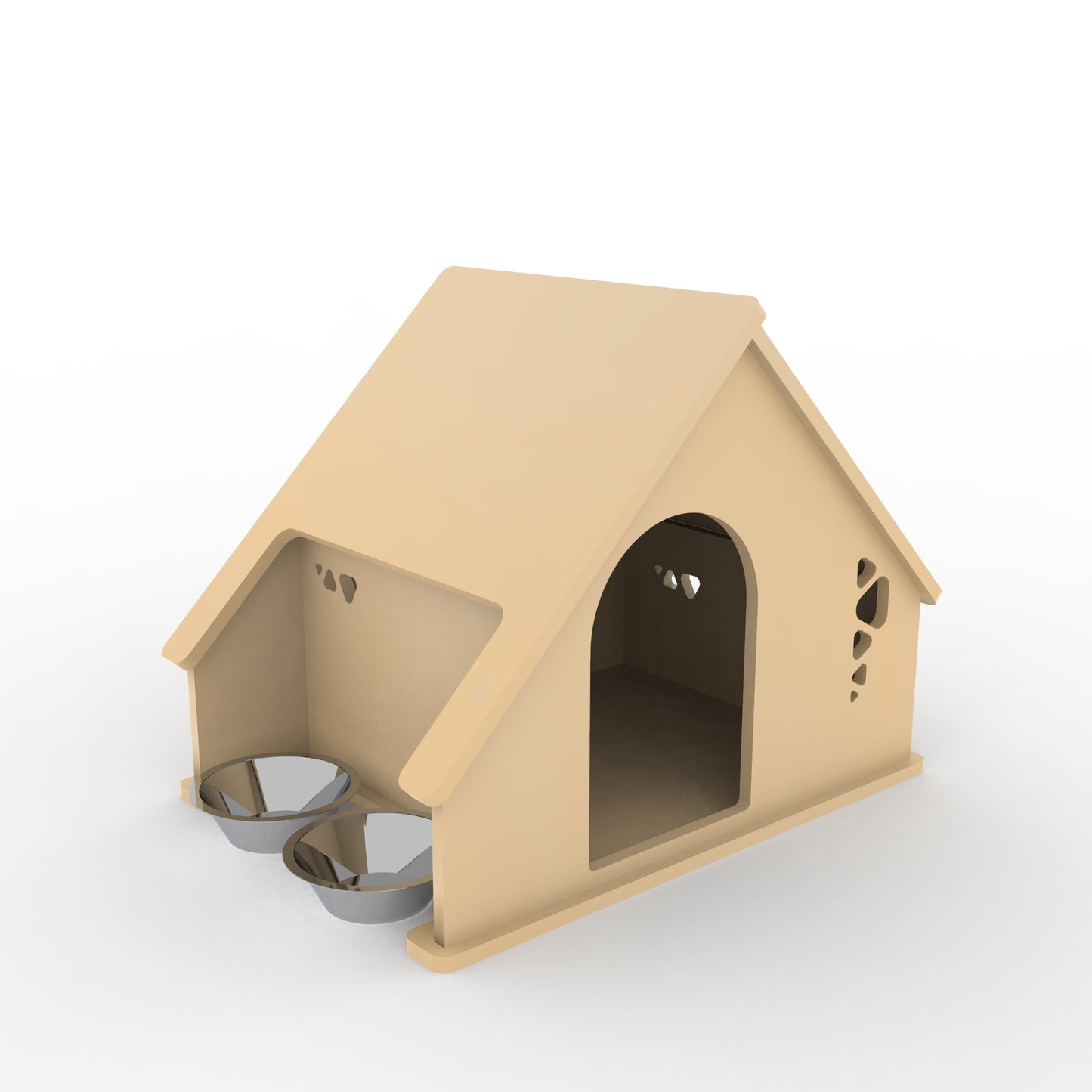 Casa perro con comedero lateral